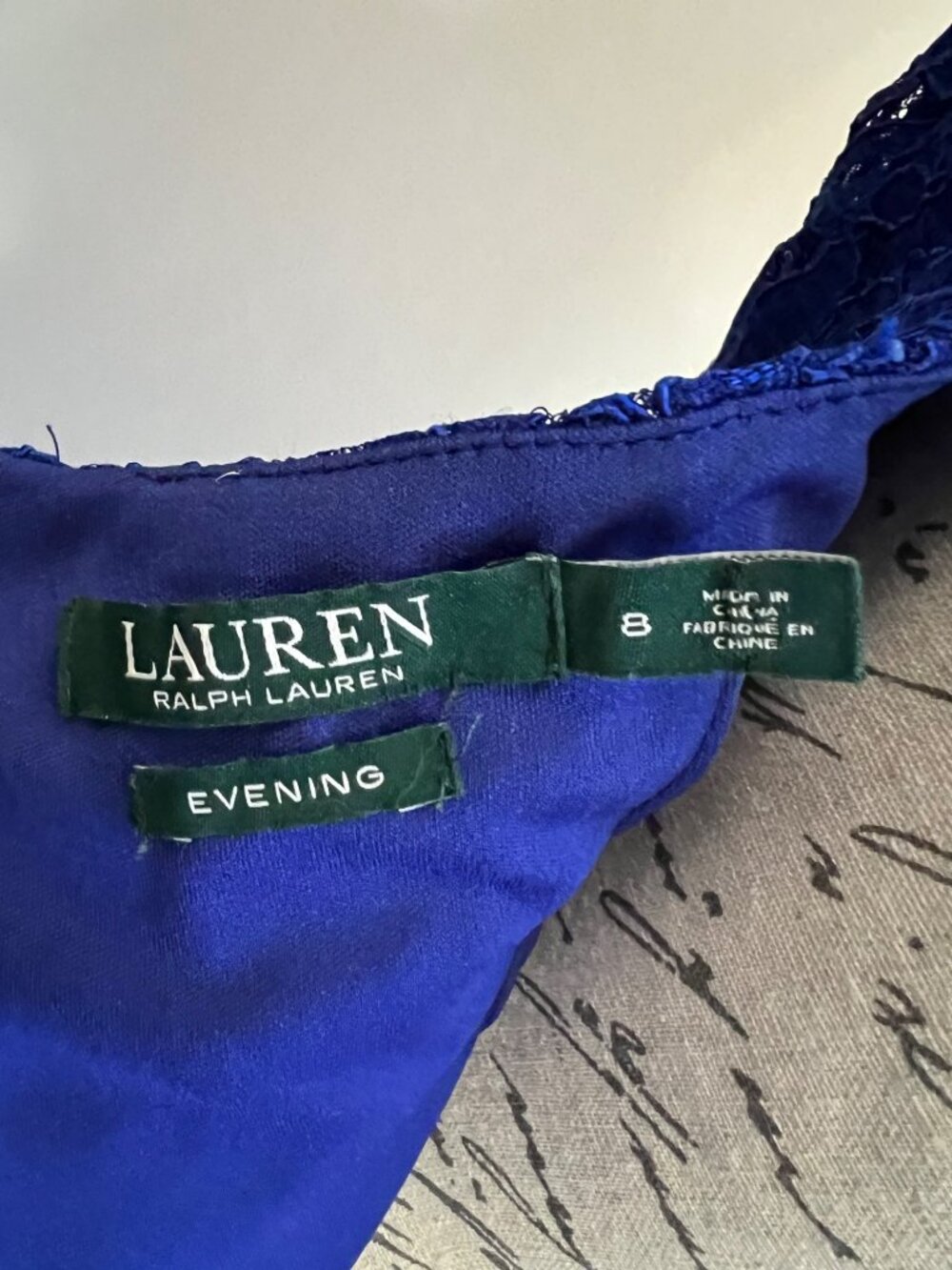 Lauren Ralph Lauren Evening Blue Lace Lined Cocktail Dress Date Open Back 8 - Picture 7 of 13
